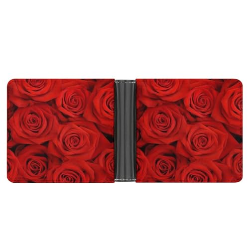 CZZYH Herren Geldbörse, Bifold PU Leder Brieftaschen für Männer, Zwei Einfache Drachen Brieftasche, Large Many Rose, Einheitsgröße von CZZYH