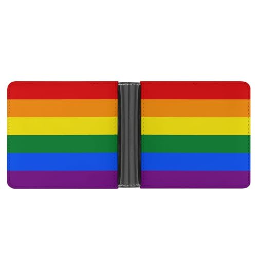 CZZYH Herren Geldbörse, Bifold PU Leder Brieftaschen für Männer, einfache bunte Brieftasche, Bunter einfacher Regenbogen, Einheitsgröße von CZZYH