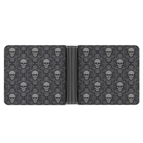 CZZYH Herren Geldbörse, Bifold PU Leder Geldbörsen für Männer, Chained Sheep Skull Wallet, Muster Ernsthafter Schädel, Einheitsgröße von CZZYH