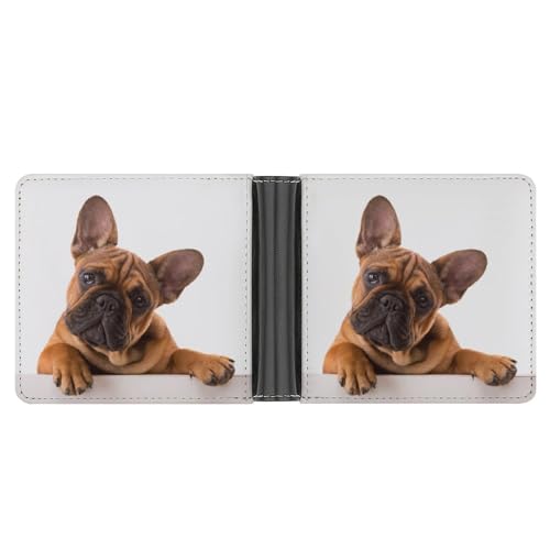 CZZYH Herren Geldbörse, Bifold PU Leder Geldbörsen für Männer, Trinidad und Tobago Flag Wallet, Thinking Brown Cute Dog, Einheitsgröße von CZZYH