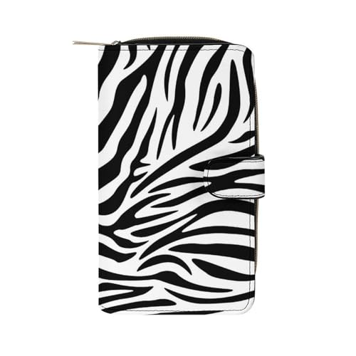 CZZYH PU Leder Geldbörse Geldbörsen für Frauen Schwarz Einfache Zebra Geldbörse, Black Simple Zebra, 19.7x11x3.5cm von CZZYH