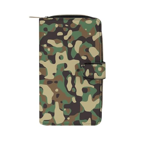 CZZYH PU Leder Geldbörse Geldbörsen für Frauen Schwarz Einfache Zebra Geldbörse, Klassisches grünes Camouflage, 19.7x11x3.5cm von CZZYH