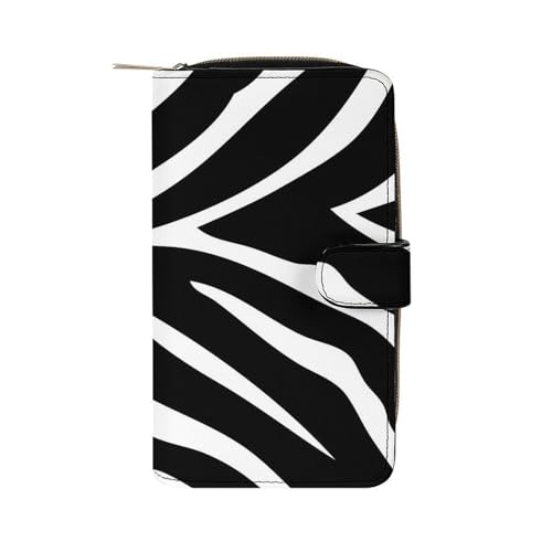 CZZYH PU Leder Geldbörse Geldbörsen für Frauen Schwarz Einfache Zebra Geldbörse, Schwarzes Cartoon-Zebra, 19.7x11x3.5cm von CZZYH