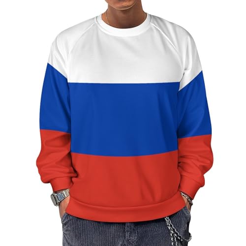 Klassisches Sweatshirt mit Rundhalsausschnitt, lässige lange Ärmel, russische Flagge, Herren-Sweatshirts, Russische Flagge, XL von CZZYH