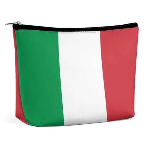 CZZYH Make-up-Tasche aus PU-Leder, tragbare Kosmetiktaschen, Jamaikanische Flagge, Kulturbeutel für Männer und Frauen, Italien-Flagge, Einheitsgröße von CZZYH