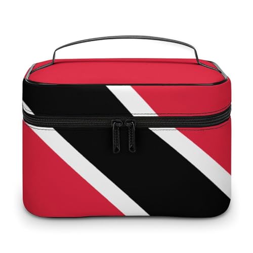 Make-up-Tasche aus PU-Leder, tragbare Kulturbeutel, niedlicher bunter Hunde-Kulturbeutel für Männer und Frauen, Flagge Trinidad und Tobago, 25x18x15cm von CZZYH