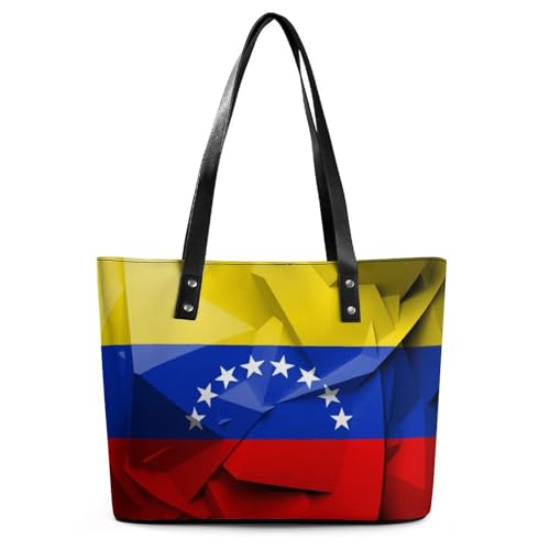 Pebbled PU Leder Tote Bag, Business | Casual Handtasche, venezolanische Flagge Handtaschen für Frauen, Venezianische Flagge, 29*34*14cm von CZZYH