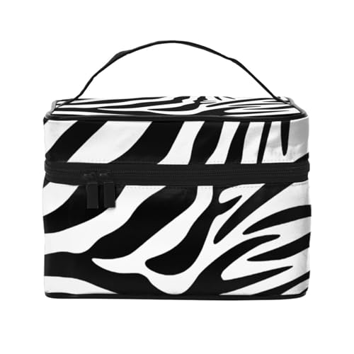 Reise-Make-up-Tasche, tragbare Kulturtasche, Libelle fliegende Kulturtasche für Damen und Herren, Weiß Schwarz Einfaches Zebra, Einheitsgröße von CZZYH