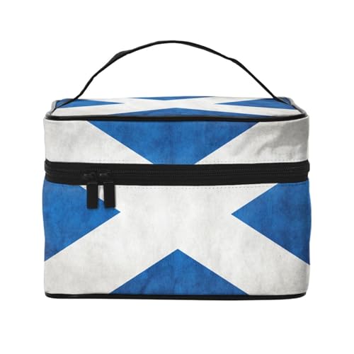 Reise-Make-up-Tasche, tragbare Kulturtasche, schwarzer stumpfer Mops, Kulturbeutel für Männer und Frauen, Schottische Flagge, Einheitsgröße von CZZYH