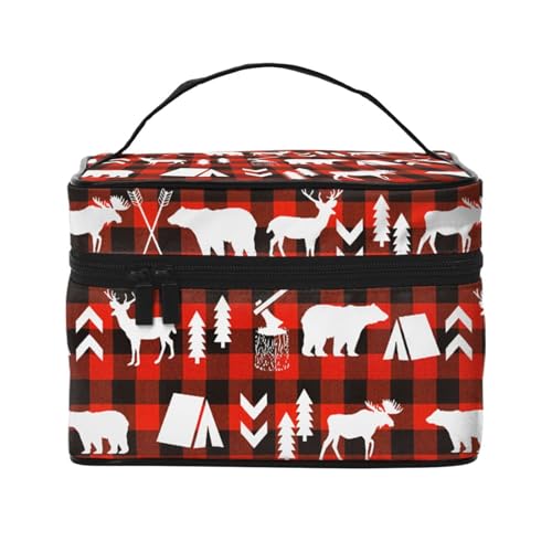 Reise-Make-up-Tasche, tragbare Kulturtasche, zwei einfache Drachen Kulturbeutel für Männer und Frauen, Camp Bear Deer, Einheitsgröße von CZZYH