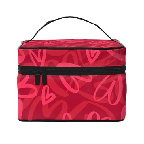 Reise-Make-up-Tasche, tragbare Kulturtasche, zwei einfache Drachen Kulturbeutel für Männer und Frauen, Kleines rotes Liebesherz, Einheitsgröße von CZZYH