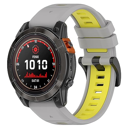 CZhkg 20mm Armband für Garmin instinct 2S Strap, Silikon Uhrenarmbänder Ersatzband Uhrenarmband Silikonband,Armbänder Wriststrap Bracelet für Garmin Fenix 6S/Fenix 5S/Fenix 5S Plus (graugelb) von CZhkg