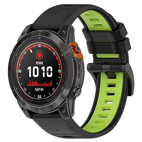 CZhkg 22mm Armband für Garmin Instinct 2/ Instinct, Uhrenarmbänder Ersatzband Uhrenarmband Silikonband, Armbänder Wriststrap Bracelet für Garmin Fenix ​​5/ Quatix 5/ Fenix ​​7 Pro (Schwarz Grün) von CZhkg