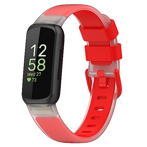 CZhkg Armband für Fitbit Inspire 3 Strap, Transparent Silikon Uhrenarmbänder Ersatzband Uhrenarmband Silikonband, Strap Armbänder Wrist Strap Bracelet für Fitbit Inspire 3 Watch (Rot) von CZhkg