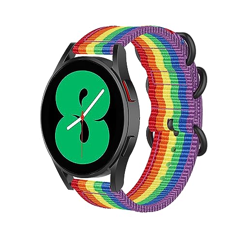 CZhkg Armband für Galaxy Watch 6 40mm/ 44mm Strap, Nylon Uhrenarmbänder Ersatzband Uhrenarmband Nylonband, Armbänder Wrist Strap Bracelet für Galaxy Watch 6 Classic 43mm/ 47mm (Regenbogen) von CZhkg