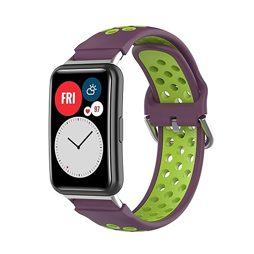 CZhkg Armband für Huawei Watch Fit Special Edition Strap, Uhrenarmbänder Ersatzband Uhrenarmband Silikonband,Armbänder Wrist Strap Bracelet für Huawei Watch Fit Special Edition B39 (Lila Cyan) von CZhkg