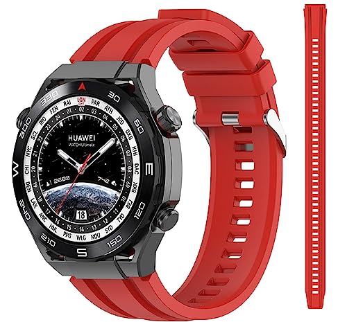 CZhkg Armband für Huawei Watch Ultimate Strap, Silikon Uhrenarmbänder Ersatzband Uhrenarmband Silikonband, Strap Armbänder Wrist Strap Bracelet Armbinde für Huawei Watch Ultimate Watch (Rot) von CZhkg