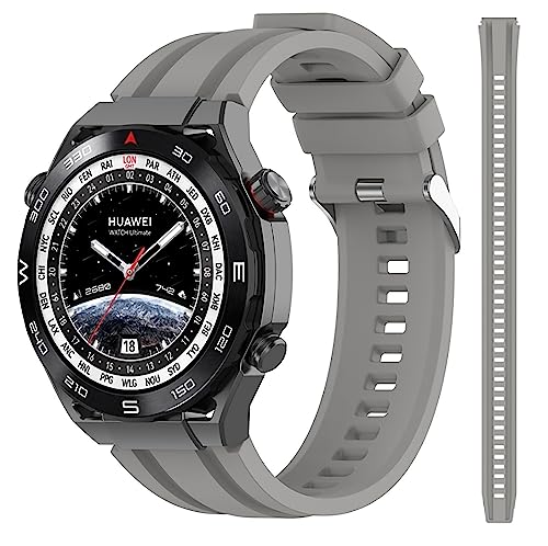 CZhkg Armband für Huawei Watch Ultimate Strap, Silikon Uhrenarmbänder Ersatzband Uhrenarmband Silikonband, Strap Armbänder Wrist Strap Bracelet Armbinde für Huawei Watch Ultimate Watch (grau) von CZhkg