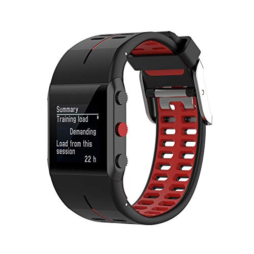 CZhkg Armband für Polar V800 Strap,Sport Silikon Uhrenarmbänder Ersatzband Uhrenarmband Silikonband,Strap Armbänder Wrist Strap Bracelet für Polar V800 GPS Sport Watch Zubehör (Schwarz Rot) von CZhkg