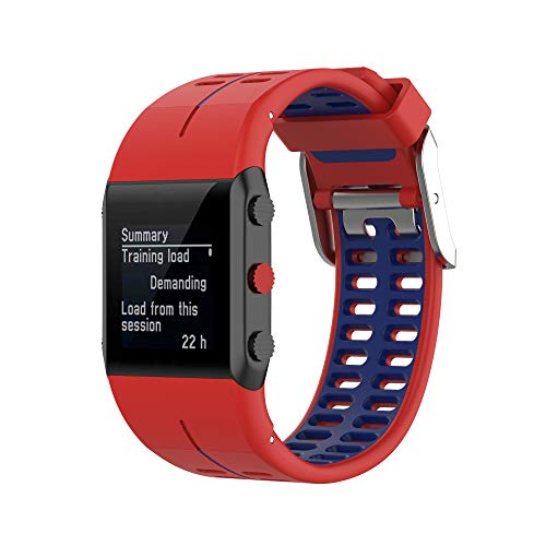 CZhkg Armband für Polar V800 Strap,Sport Silikon Uhrenarmbänder Ersatzband Uhrenarmband Silikonband,Strap Armbänder Wrist Strap Bracelet für Polar V800 GPS Sport Watch Zubehör (rot blau) von CZhkg