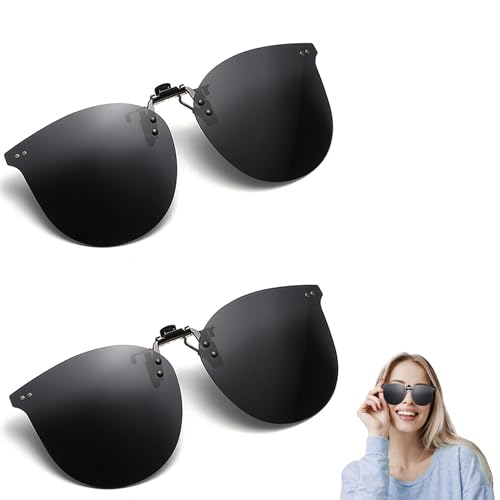 CZlinOduMMX 2 Stück Polarisierte Sonnenbrillen Clip Multifunktional Polarisierte Clip-On Sonnenbrille UV400 Sonnenbrille Polarisiert Clip Sonnenbrillen Aufsatz für Frauen und Männer für Driving von CZlinOduMMX