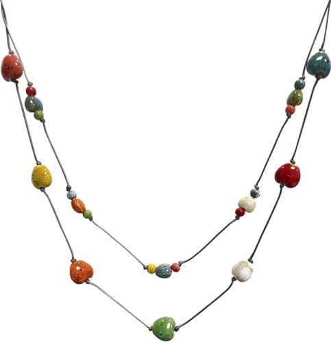 Geschichtete Boho-Perlen-Halsketten für Frauen, niedliches Liebesherz, bunte Sterne, Perlen, lange Halskette, Mode 2025, trendiger Strand-Hippie-Schmuck für Frauen, eleganter Sommerurlaub von CaChnTyche