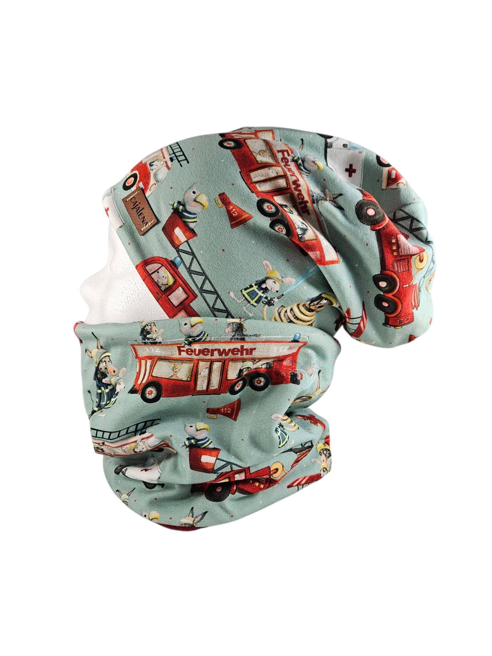 Feuerwehr Blau, Set Beanie Mit Passenden Loopschal Oder Einzeln, Übergangszeit Winter, Set Solo, Geschenke Für Weihnachten, Herbst von CaJaLenaDesign