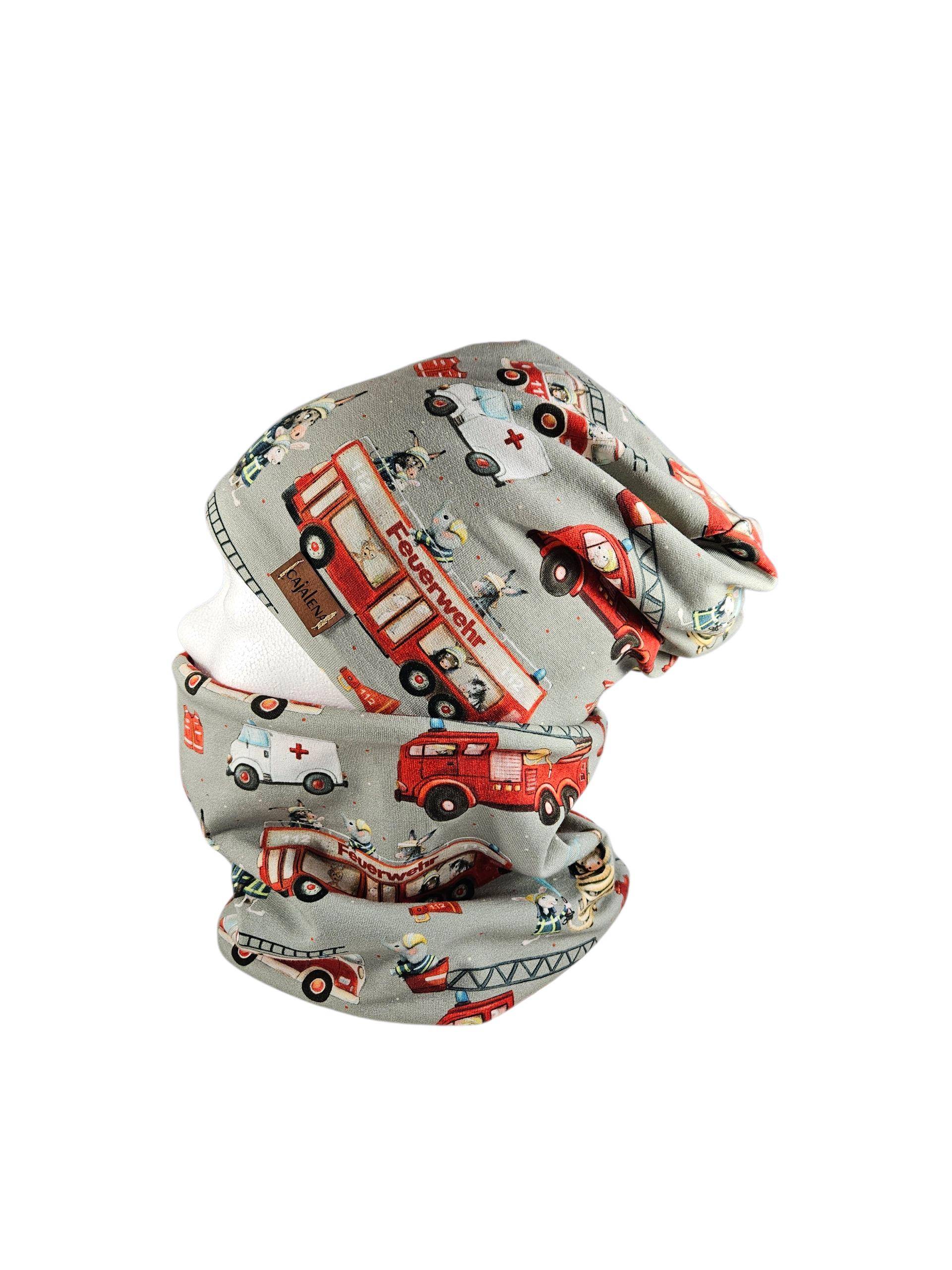Feuerwehr Grau, Set Beanie Mit Passenden Loopschal Oder Einzeln, Übergangszeit Winter, Set Solo, Geschenke Für Weihnachten, Herbst von CaJaLenaDesign