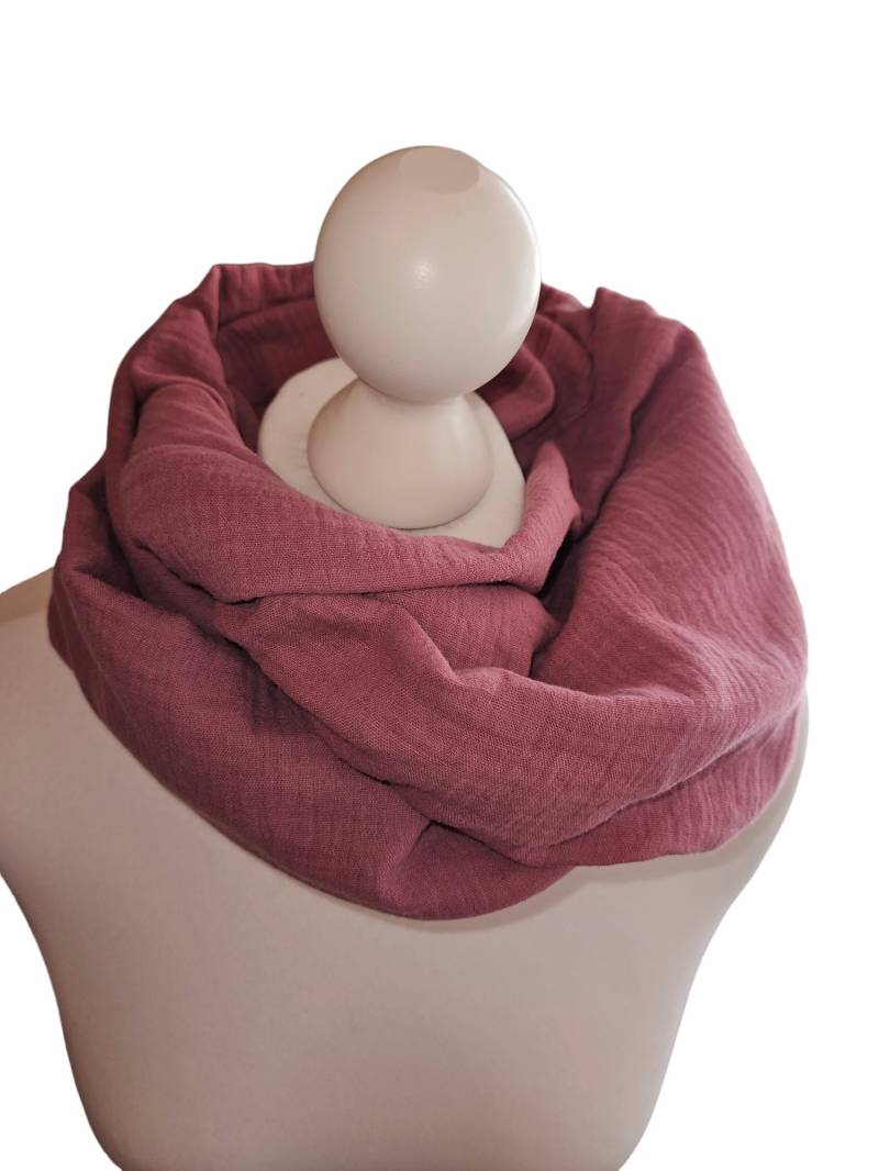 Musselin Loop Loopschal Schal Schlauchschal Wendeschal Sommerschal Aubergine Uni von CaJaLenaDesign
