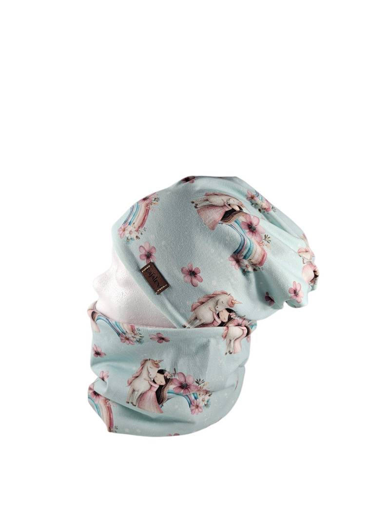 Prinzessin Türkis, Set Beanie Mit Passenden Loopschal Oder Einzeln, Übergangszeit Winter, Set Solo, Geschenke Für Weihnachten von CaJaLenaDesign