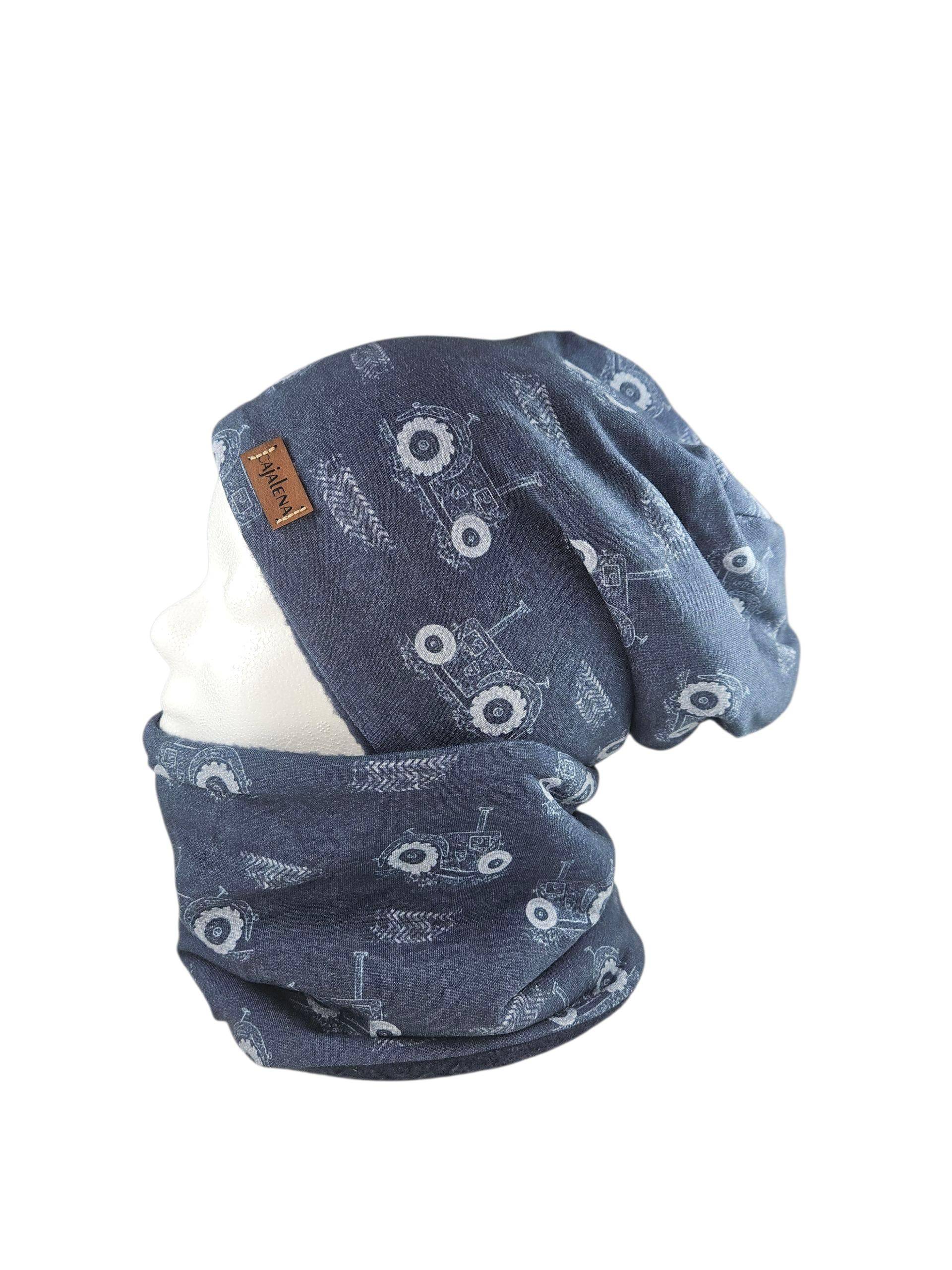 Traktor Blau, Set Beanie Mit Passenden Loopschal Oder Einzeln, Übergangszeit Winter, Set Solo, Geschenke Für Weihnachten, Herbst von CaJaLenaDesign