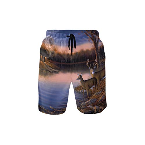 CaTaKu Badehose mit Tier-Hirsch-Motiv, Strand-Shorts, Sommer-Board-Anzüge, schnell trocknendes Mesh-Futter für Männer zum Schwimmen und Baden - mehrfarbig - X-Groß von CaTaKu