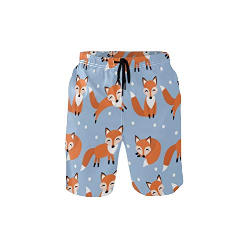 CaTaKu Badeshorts mit süßem Fuchs-Motiv, Strand-Shorts für den Sommer, schnell trocknendes Netzfutter für Herren - mehrfarbig - Mittel von CaTaKu