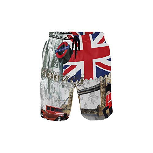 CaTaKu Englische Flagge London Badehose Strand Shorts Sommer Board-Anzüge Schnell trocknendes Mesh-Futter für Herren Schwimmen Baden - mehrfarbig - Klein von CaTaKu