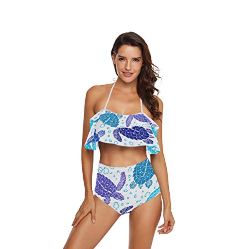 CaTaKu Ocean Marine Schildkröte Bikini Set Sommer Bademode Badeanzug Ozean Strand Badeanzüge für Teenager Mädchen Frauen - mehrfarbig - Medium von CaTaKu