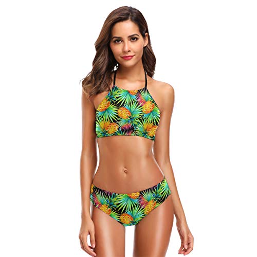 CaTaKu Tropische Ananas-Bikini-Set, Badeanzug, Strandanzug, Badeanzüge für Teenager, Mädchen, Frauen - mehrfarbig - Large von CaTaKu