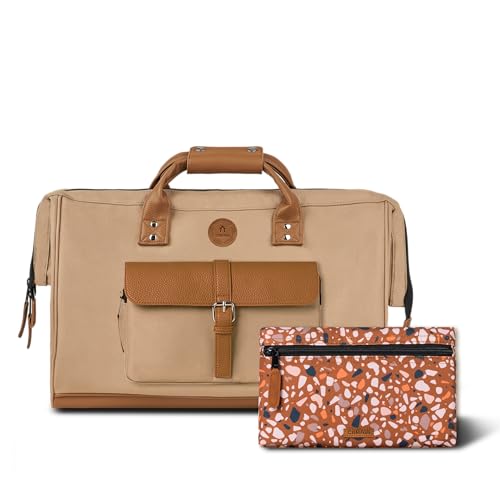 CABAIA - Reisetasche Duffle Adventurer Kuala Lumpur 40L - Handgepäck 45x30x29 cm - Wasserabweisend & Vegan - 2 Taschen - Schuhfach - Weekender & Sporttasche für Damen & Herren - Braun von Cabaïa