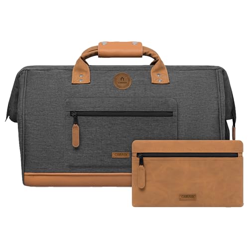 CABAIA - Reisetasche Duffle Adventurer Londres 40L - Handgepäck 45x30x29 cm - Wasserabweisend & Vegan - 2 Taschen - Schuhfach - Weekender & Sporttasche für Damen & Herren - Grau von Cabaïa