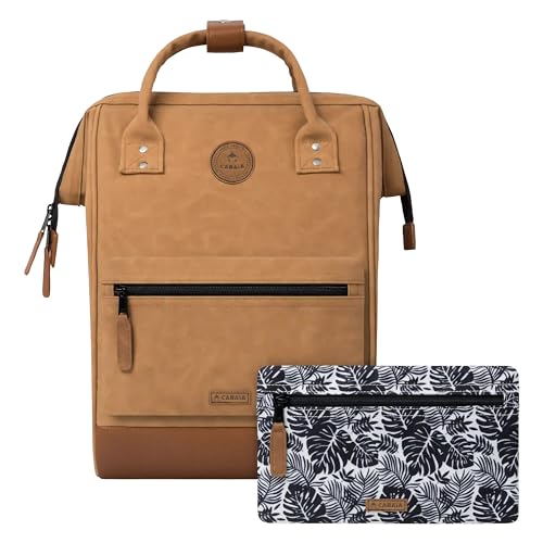 Cabaïa - Adventurer Rucksack Moscow Medium 18L - Wasserabweisend - Laptopfach bis zu 13 Zoll - 2 Vordertaschen - vegan zertifiziert - Rucksack für Reisen und Arbeit, Damen & Herren - Braun von Cabaïa