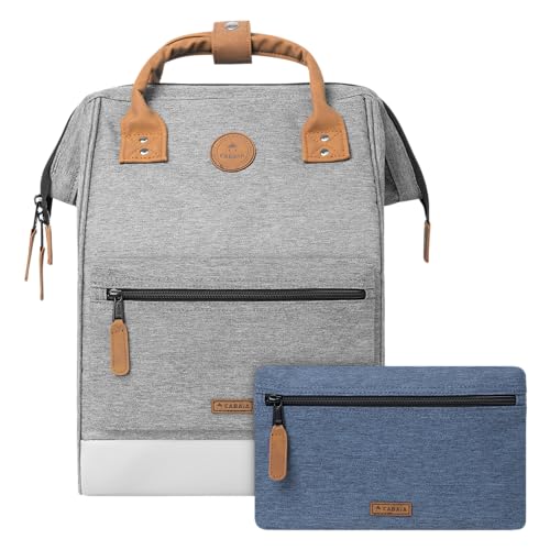 Cabaïa - Adventurer Rucksack New York Medium 18L - Wasserabweisend - Laptopfach bis zu 13 Zoll - 2 Vordertaschen - vegan zertifiziert - Rucksack für Reisen und Arbeit, Damen & Herren - Grau von Cabaïa