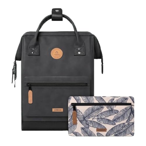 Cabaïa - Adventurer Rucksack Le Havre Medium 18L - Wasserabweisend - Laptopfach bis zu 13 Zoll - 2 Vordertaschen - vegan zertifiziert - Rucksack für Reisen und Arbeit, Damen & Herren - Schwarz von Cabaïa