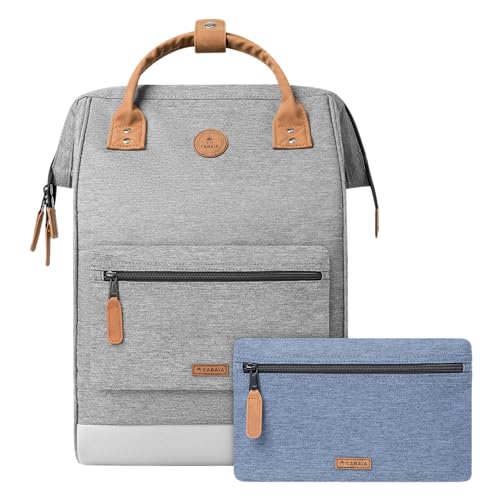 Cabaïa - Adventurer Rucksack New York Maxi 23L - Wasserabweisend - Laptopfach bis zu 15 Zoll - 2 Vordertaschen - vegan zertifiziert - Rucksack für Reisen und Arbeit, Damen & Herren - Grau von Cabaïa