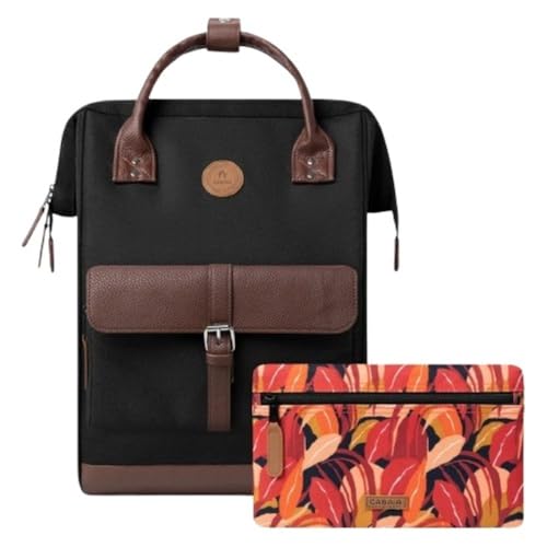 Cabaïa - Adventurer Rucksack Managua Maxi 23L - Wasserabweisend - Laptopfach bis zu 15 Zoll - 2 Vordertaschen - vegan zertifiziert - Rucksack für Reisen und Arbeit, Damen & Herren - Schwarz von Cabaïa