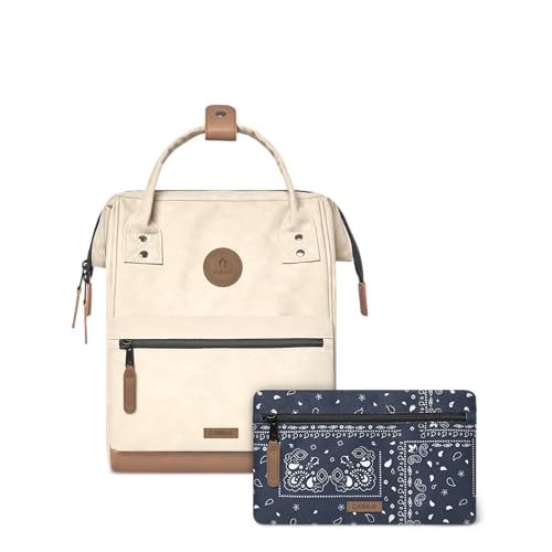 Cabaïa - Adventurer Rucksack Andenne Medium 18L - Wasserabweisend - Gepolstertes Laptopfach bis zu 13 Zoll - 2 austauschbare Vordertaschen - PETA vegan - Rucksack für Damen & Herren - Beige von Cabaïa
