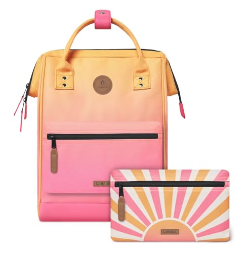 Cabaïa - Adventurer Rucksack Cabourg Medium 18L - Wasserabweisend - Laptopfach bis zu 13 Zoll - 2 Vordertaschen - vegan zertifiziert - Rucksack für Reisen und Arbeit, Damen & Herren - Rose von Cabaïa