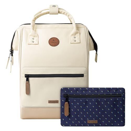 Cabaïa - Adventurer Rucksack Cap Town Maxi 23L - Wasserabweisend - Gepolstertes Laptopfach bis zu 15 Zoll - 2 austauschbare Vordertaschen - PETA vegan - Rucksack für Damen & Herren - Beige von Cabaïa