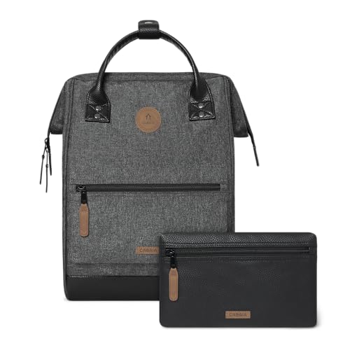 Cabaïa - Adventurer Rucksack Luxembourg Maxi 23L - Wasserabweisend - Gepolstertes Laptopfach bis zu 15 Zoll - 2 austauschbare Vordertaschen - PETA vegan - Rucksack für Damen & Herren - Grau von Cabaïa