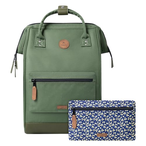 Cabaïa - Adventurer Rucksack Seoul Maxi 23L - Wasserabweisend - Laptopfach bis zu 15 Zoll - 2 Vordertaschen - vegan zertifiziert - Rucksack für Reisen und Arbeit, Damen & Herren - Grün von Cabaïa