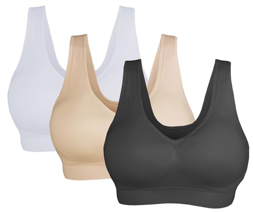 Cabales Damen Pull On Style Nahtloser Bequemer Bügelloser Yoga BH mit abnehmbaren Pads, Ca-222-01, Large Cabales Damen Pull On Style Nahtloser Bequemer Bügelloser Yoga BH mit abnehmbaren Pads, Ca-222-01, Large von Cabales