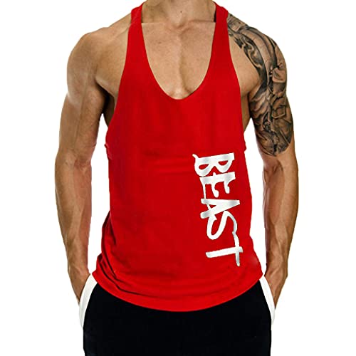 Cabeen Herren Beast Druck Bodybuilding Tank Tops Weste Muscleshirt Trägershirt Unterhemd von Cabeen